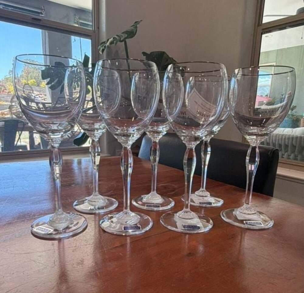 Marquis Waterford Crystal Platinum Rim Wine Glasses Set of 7